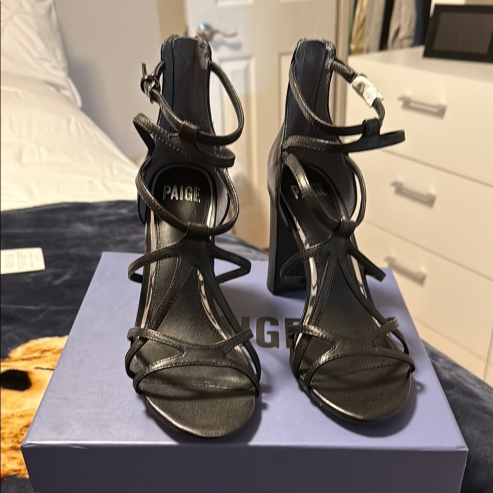 Paige Black Strappy Women's Heels